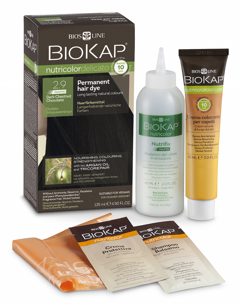 BioKap Nutricolor Delicato Rapid Hair Dye - Dark Chestnut Chocolate 2.9