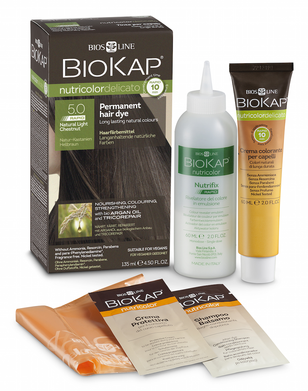 BioKap Nutricolor Delicato Rapid Hair Dye - Natural Light Chestnut 5.0
