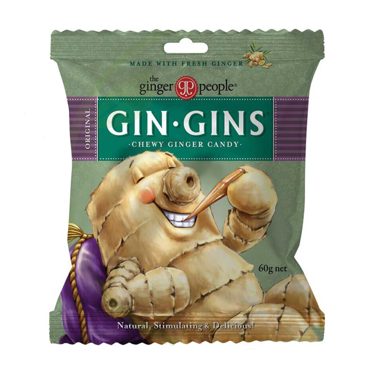 Buy The Ginger People Gin Gins® Original Chewy Ginger Candy Online 60g